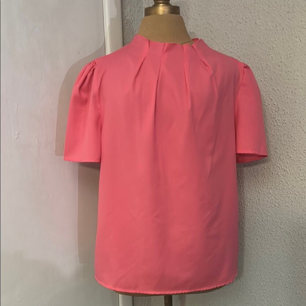 Shein Rafferiza Pink Pleated Mock Neck Top L Coquette Girl Coconut Bubblegum